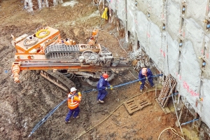 Tunnel Bad Cannstatt: Baugrube für Entrauchungsbauwerk Heilbronner Straße