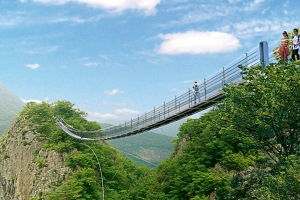 Suspension bridge in 1,000 m height on Gubong Mountain, South Korea