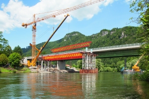 Neubau der Murbrücke bei Frohnleiten, Österreich