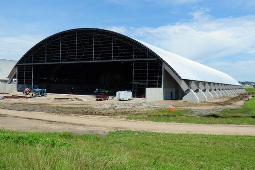 DAYTON, Ohio – An exterior view from the west end of the fourth building construction site on July 16, 2015, in Dayton, Ohio. The 224,000 square foot building, which is scheduled to open to the public in 2016, is being privately financed by the Air Force Museum Foundation, a non-profit organization chartered to assist in the development and expansion of the museum's facilities.