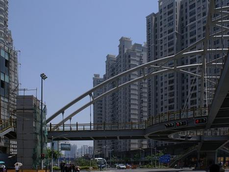 Shanghai - footbridge across the junction of Henan and Fangbang roads