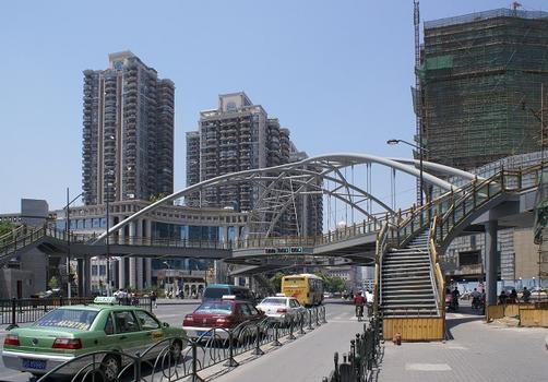 Shanghai - footbridge across the junction of Henan and Fangbang roads 