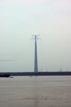Pylônes du croisement à haute tension du Yangtsé à Nanjing 