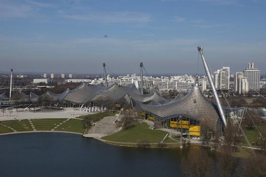 Olympic Summer Games 1972 – Olympiapark – Roof over the buildings of the Olympic Park – Olympia-Schwimmhalle – Olympiahalle