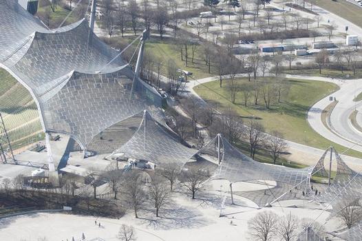 Roof over the buildings of the Olympic Park – Munich Olympic Stadium