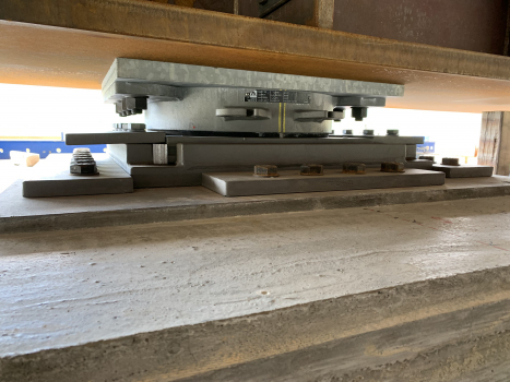 Installed bearing with steel girder laid on top