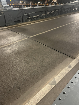 Installed expansion joint at the renovated bridge ends