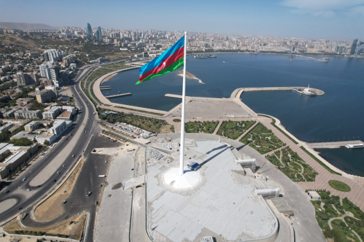 The 195 m flagpole in Baku