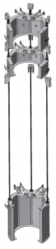 The three tuned mass dampers (TMDs) arranged on top of each other.