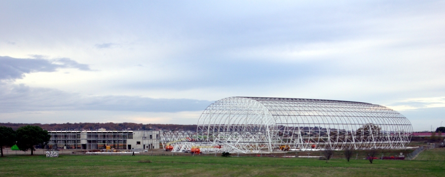 Construction du bâtiment du musée Aeroscopia à Blagnac (Haute-Garonne, France)