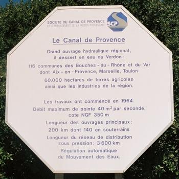 Le Canal de Provence.Plaque at the Bimont Damm