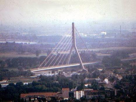 Flehe Bridge seen from the Rhine Tower in Düsseldorf, Germany