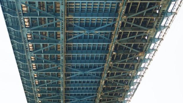 Underside of the deck of the Manhattan Bridge, New York City, New York