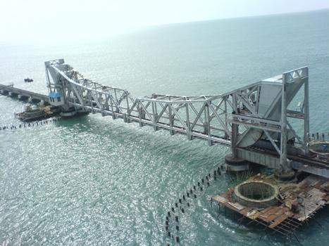 Pambam Bridge between Mainland India and Rameshwaram Island