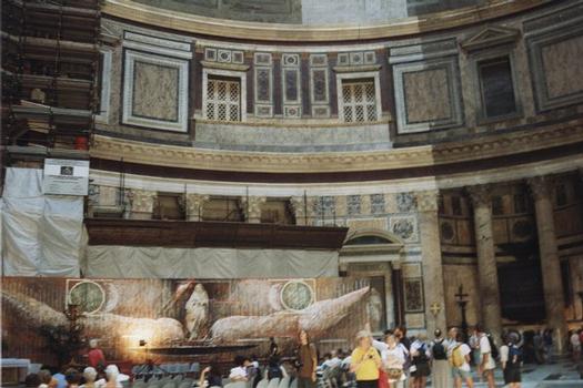 Pantheon in Rome.Interior façade after restoration works