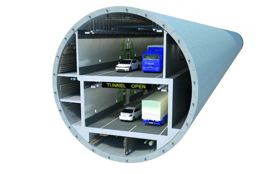 Der Tunnel im Tunnel: Innerhalb der gebohrten Tunnelröhre mit rund 17,5 m Durchmesser entsteht ein doppelstöckiger Straßentunnel – größtenteils hergestellt in Ortbetonbauweise mit einer umfassenden PERI Lösung.