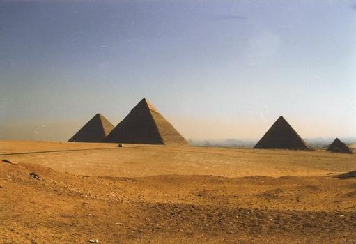 Pyramids of Cheops, Chefren, Mycerinus as well as smaller Pyramids in Giza
