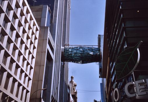 Footbridge connecting two building in Santiago de Chile