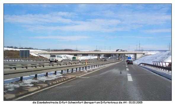 High-speed Rail Line Ebensfeld-Erfurt crossing the A 4 motorway near Erfurt junction
