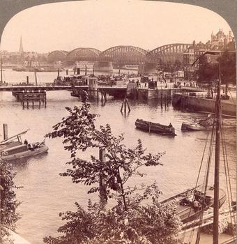 Ponts de l'Oudehaven (Vieux Port) à Rotterdam. Vue stéréoscopique, vers 1900.
