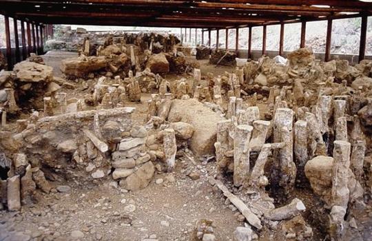 Remains of the piles of the Strymon river bridge at Amphipolis