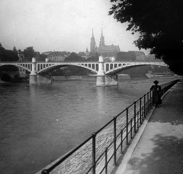 Pont de Wettstein à Bâle. Vue stéréoscopique, vers 1880.