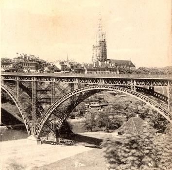 Berne et le nouveau pont route. Vue stéréoscopique, vers 1900.