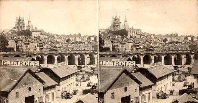 Grand Pont von Lausanne — Stereoskopische Ansicht um 1900