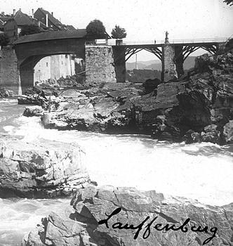 Vieux pont de Laufenburg. Vue stéréoscopique, vers 1870.