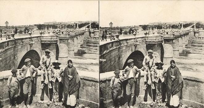 Pont de Tolède, Madrid. Vue stéréoscopique, vers 1900.