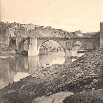 San Martin Bridge, Toledo. Stereoscopic view around 1900