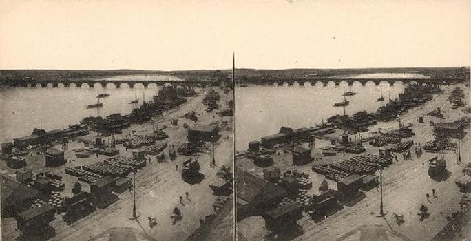 Pont de Pierre, Bordeaux. Vue stéréoscopique, vers 1900.