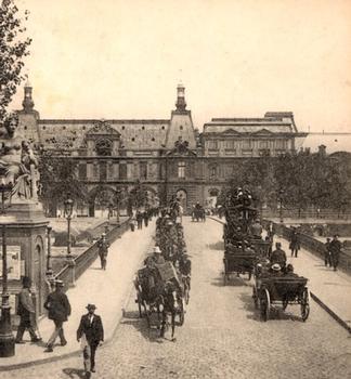 Carrousel Bridge, Paris. Stereoscopic view around 1900