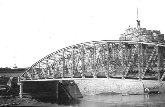 Pont métallique du Borgo, Château Saint-Ange. Vue stéréoscopique, vers 1900.