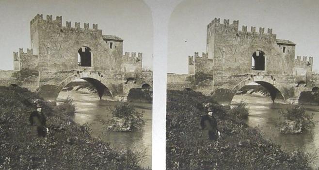 Ponte Nomentano, Rome. Stereographic view, around 1900.