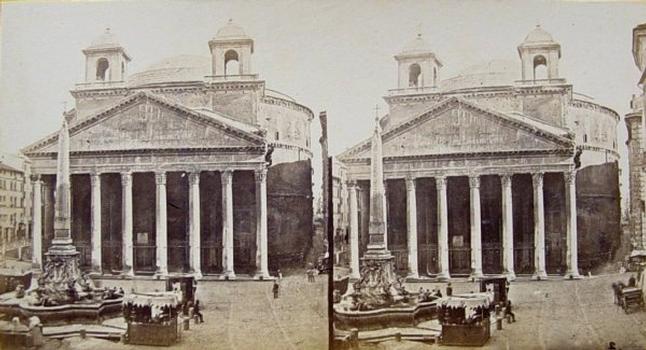 Pantheon, Rome — Stereoskopische Ansicht, vor 1883, mit den Aufbauten Berninis noch intakt, die 1883 abgebaut wurden