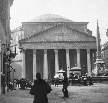 Panthéon, Rome. Vue stéréoscopique, vers 1900.
