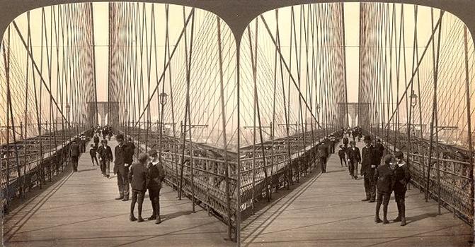 Brooklyn Bridge, New York – Stereoskopische Ansicht um 1900
