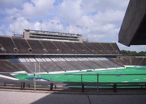 Rice Stadium: West stands from the east concourse. This was approximately my view of the stands from where I sat for the first game in the stadium, in 1950