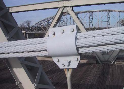 Waco, Texas; Suspension bridge. 1870. Roebling Co. cables