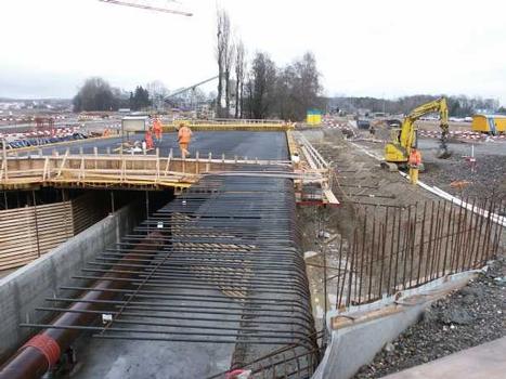 Baustelle Leutschenbach am 16. Febr. 2006; «Brücke und Gewässerkorrektur»