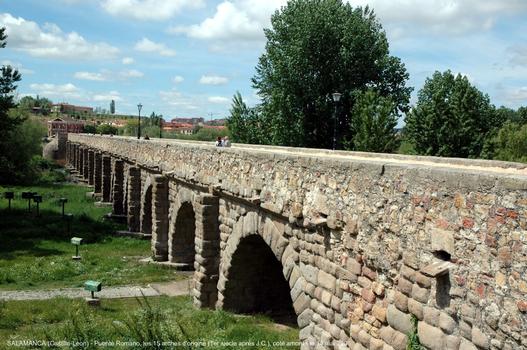 Salamanca (Castille y León) – Puente Romano: Construit au 1er siècle ap.J.C., sur le rio Tormes. Il comporte 26 arches dont 15 sont d'origine