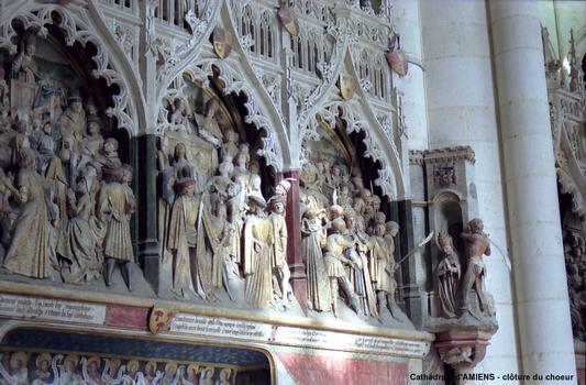 AMIENS (80,Somme) – Cathédrale Notre-Dame, clôture du choeur, détails (vie de St Firmin)