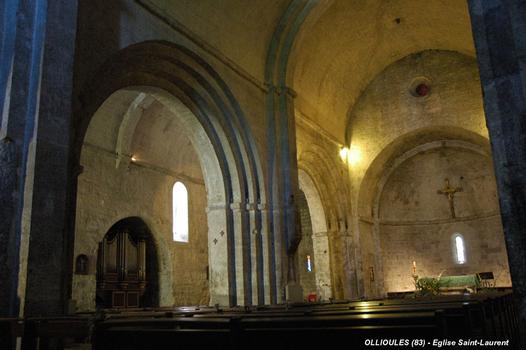 OLLIOULES (83, Var) – Eglise Saint-Laurent, nef principale et collatéral nord