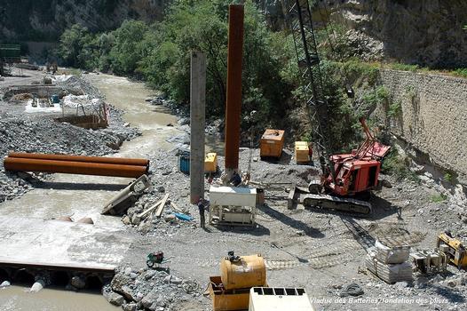 UTELLE & TOURNEFORT (06, Alpes-Maritimes) – Nouveau « Pont des Batteries », fondations des piliers