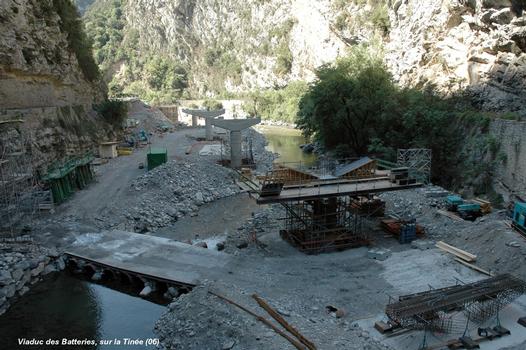 UTELLE & TOURNEFORT (06, Alpes-Maritimes) – Nouveau « Pont des Batteries », vue d'ensemble du chantier