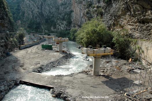 UTELLE & TOURNEFORT (06, Alpes-Maritimes) – Nouveau « Pont des Batteries », vue d'ensemble du chantier