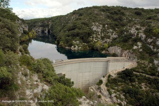 Barrage-usine de QUINSON, sur le Verdon (départements des Alpes de Hte-Provence et du Var), puissance installée: 41 MW (un groupe Francis à axe vertical)