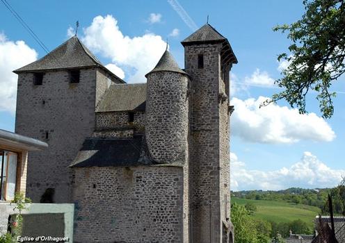 Sainte-GENEVIEVE-sur-ARGENCE (12420, Aveyron) – Eglise fortifiée d'ORLHAGUET