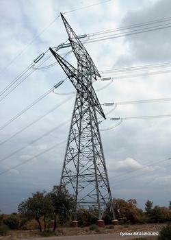 High-Voltage pylon on the 400kV line between Boutre and Tavel at Ginasservis - Beaubourg type